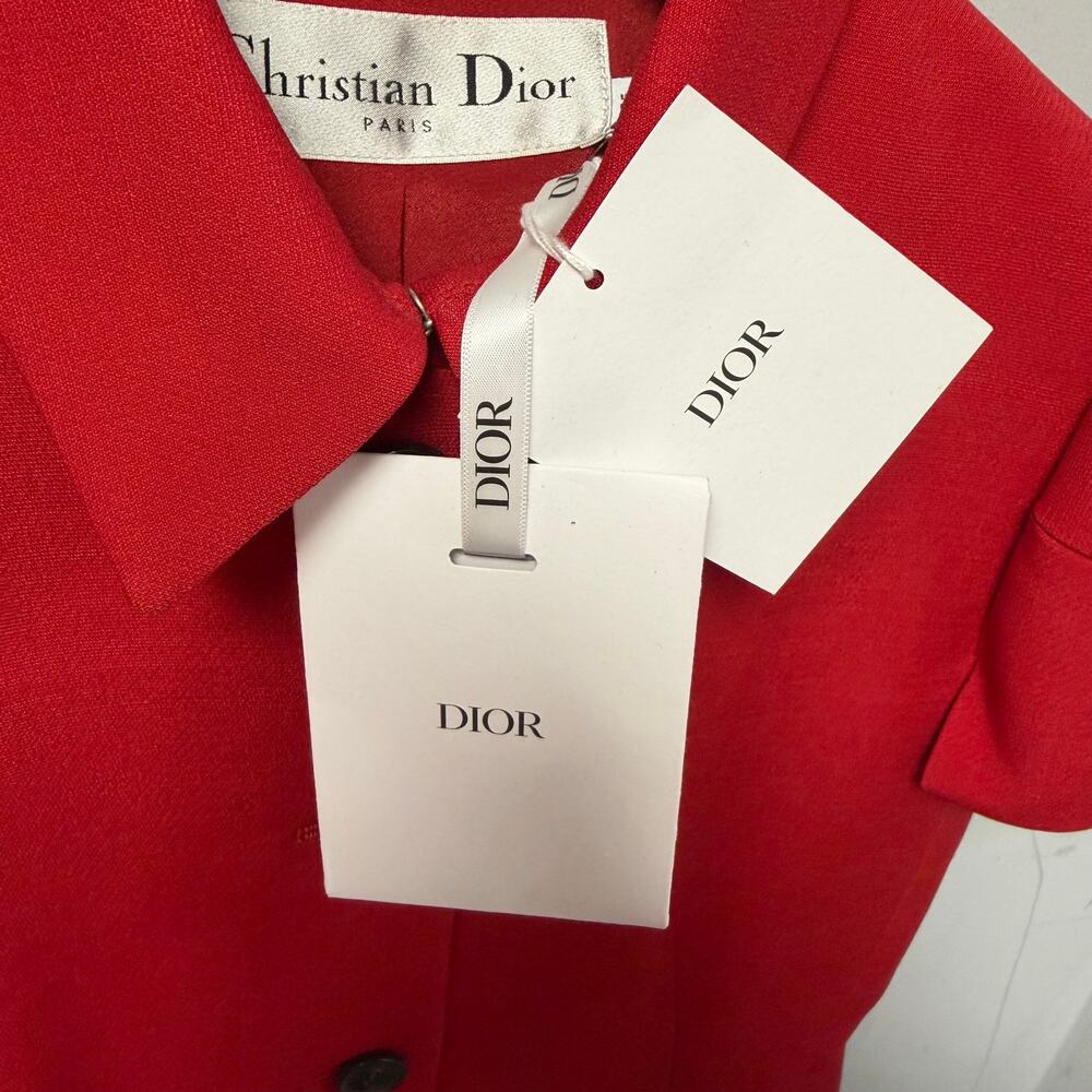 NWT Christian Dior Fitted Short Sleeved Button Up Jacket Red Womens 36 / US 4 - Picture 4 of 9